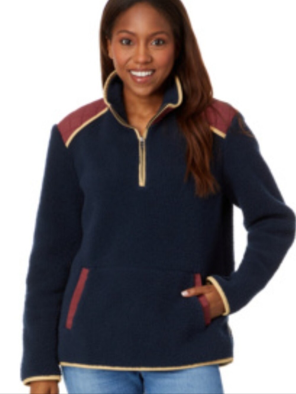 L.L. BEAN Signature Quarter Zip Navy Sherpa Pullover Sweater | Gorpcore Heritage